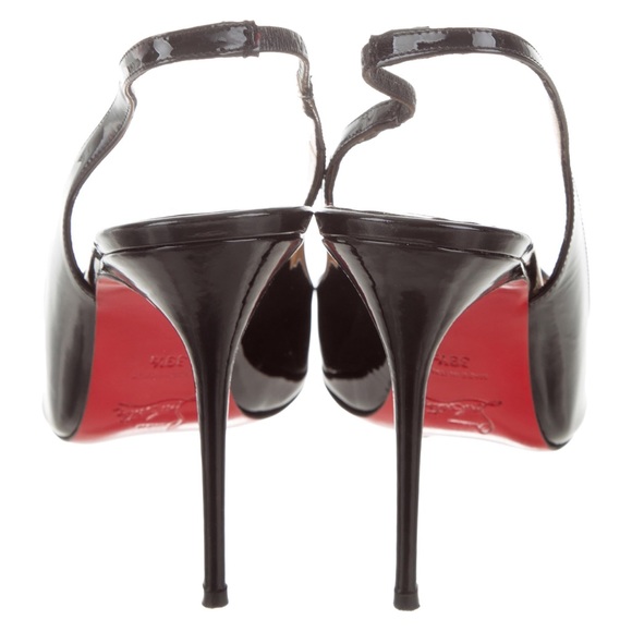 👠 💯 Authentic! Christian Loubitan Black sling back paten leather stilettos 👠 - Picture 4 of 4